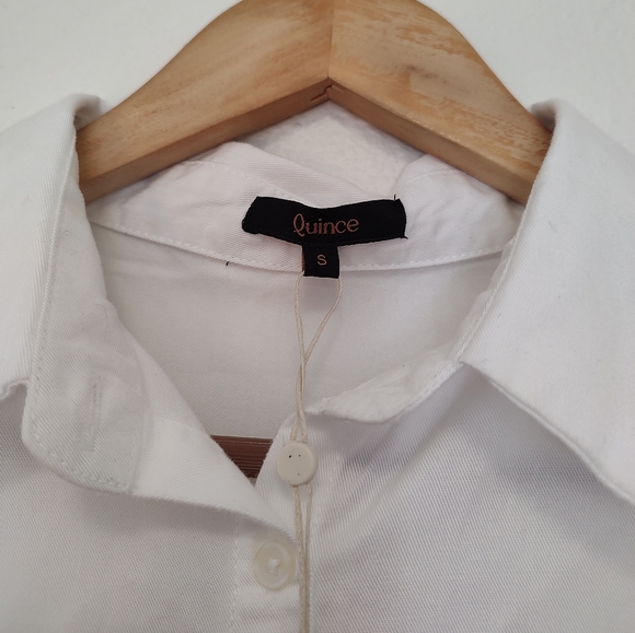 Quince White Vintage Wash Tencel Short Sleeve Button Front Camp Shirt Size Small - Picture 7 of 12